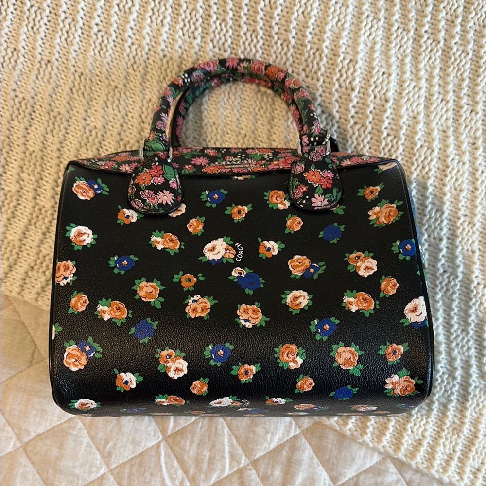Authentic Coach Floral Black Handbag